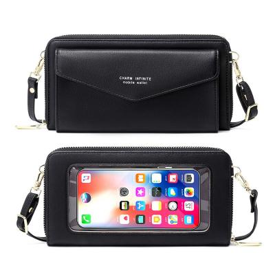 China - Body Bag With Clear Zipper Wallets Purse Cell Phone Touch Screen Wholesale PVC PU Sling Shoulder Bag Leather Cross - Cross Body Bag for sale