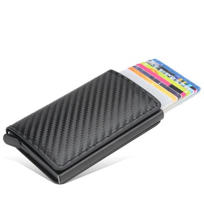 China Anti Theft RFID Blocking Luxury Twill RFID Blocking Anti Theft Stylish Card Slots- 3 Times Short Card Holder Cut Out PU Wallet And Case For Men for sale