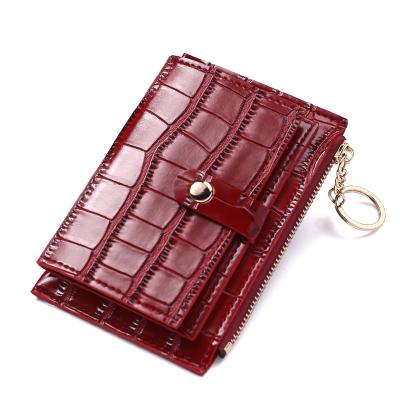 China None Women's Alligator Patent Leather Short Wallet Zipper Coin Clips Bag Card Holder Buckle Closure Female Wallets for sale