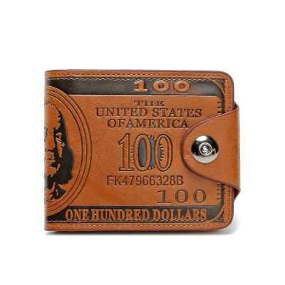 China None Fashions Unique Dollars Designs Men's Short Wallet Card Holder Bag PU Leather 2 Fold Wallets With Magnetic Buckle for sale