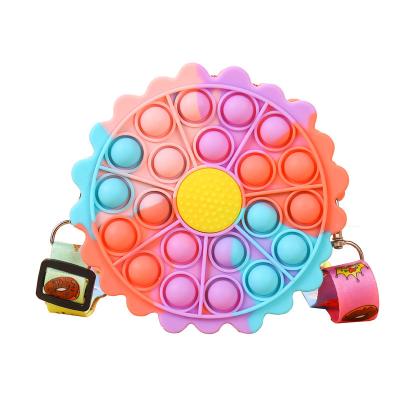 China Lightweight Hot Selling Cute Sunflower Items Jumping It To Relieve Stress Silicone Mini Bags Kids Zipper Sling Coin Purse And Wallets for sale