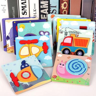 China Wholesale DIY Educational Wooden TOY Hand Grasping Wooden Toy Cartoon 3D Puzzle Traffic Animal Jigsaw Puzzle Toy for sale