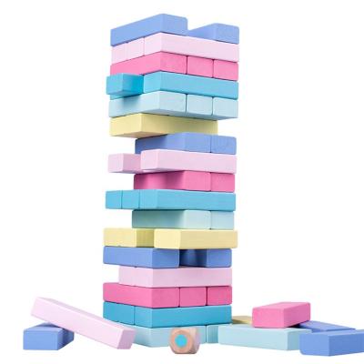 China Toy Colorful Building Blocks Building Set Domino Game Set Jumbo Wooden Tower Building Blocks Toy for sale