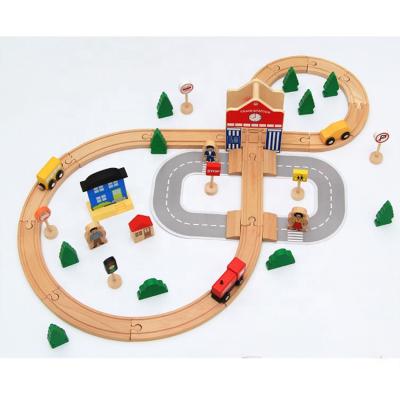 China Assemble Set Toys 50pcs/set Assembling Wooden Toys Train Tracks Educational Wooden Set Toy Train Track for sale