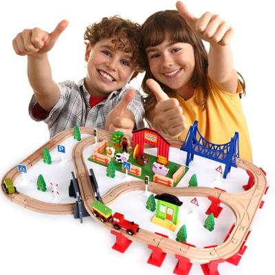 China Educational Baby Toy Wooden Baby Toys Small Wooden Track Children's Slot Train Toy Race Car Wooden Track for sale