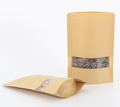 China Custom Printed Moisture Proof Ziplock Holder Up Pouch Bags Kraft Paper Bag Window Biodegradable Design for sale