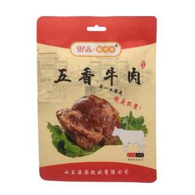 China Custom High Quality Vivid Barrier 10 Colors Embossing Printed Kraft Paper Food Jerky Packaging Bags With Logo And Handing Hole for sale