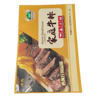 China Recyclable Custom Engraving Printed Kraft Paper High Quality White Plastic Laminated Three Sides Sealed Flat Pouch For Meat Product for sale