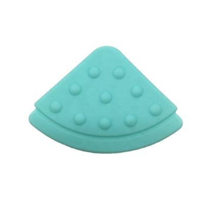 China Toy Blue Corner Shaped Soft Spot Toy Insert Silicone Baby Teether Handmade for sale