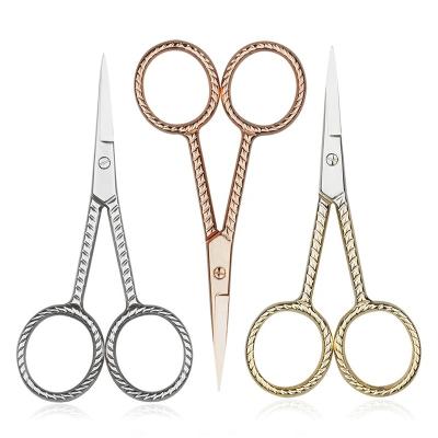 China Beautiful Design Nose Facial Hair Scissors Stainless Steel Small Straight Tip Scissors For Eyebrows Nose Mustache Beard for sale