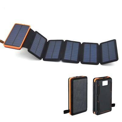 China Fast Foldable Waterproof Portable Solar Power Bank Outdoor Phone Charger Solar Power Support Charging Mobile Power Bank 20000mah for sale