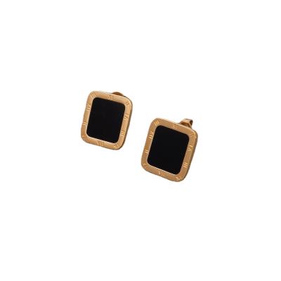 China 2021 Square Circle Vintage Christmas Customization Black Roman Numeral Counter Shell Earring for sale