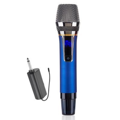 China With LCD Screen and Lavalier UHF Wireless Microphone System New Battery UHF Party Blue Lightweight Professional Handheld Karaoke Speaker for sale