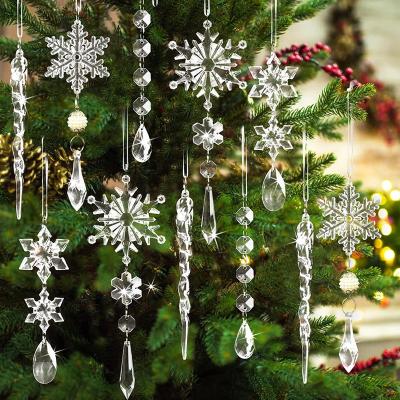 China Plastic Acrylic Transparent Snowflake Ice Cones for Christmas Tree Decorations Pendant Accessories Suit for sale