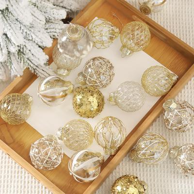 China Plastic Christmas decorations 6CM painted Christmas ball set PET colored ball Christmas tree decoration hanging window decoration for sale