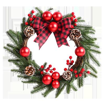 China PE PE45cm Red Fruit Pine Needle Scene Layout Shooting Hanging Garland Christmas Decorations and Wreaths for sale