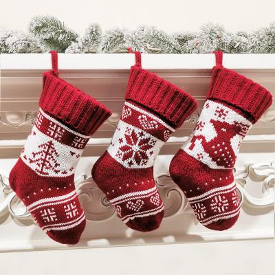 China Wool New wool knit socks Elk hanging Christmas decorations gift bag 9 inch candy Christmas socks for sale