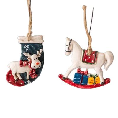 China Resin American retro Christmas resin pendant elk horse pendant Christmas tree decoration pendant for sale