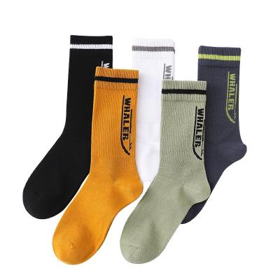 China Quality Sustainable Mens Export Embroidery Socks Custom Design Cotton Crew Sports Socks for sale