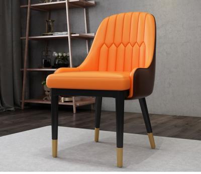 China Electroplatedmetal High Quality Nordic Luxury Leather Leg Lounge Chair PU Leather Leisure Style Leather PU Leather Dining Chair PU Leather Dining Chair for sale