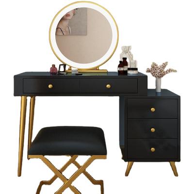 China Modern Storage Dresser Makeup Table Bedroom Dresser With Mirror And Stool Modern Storage Dresser for sale