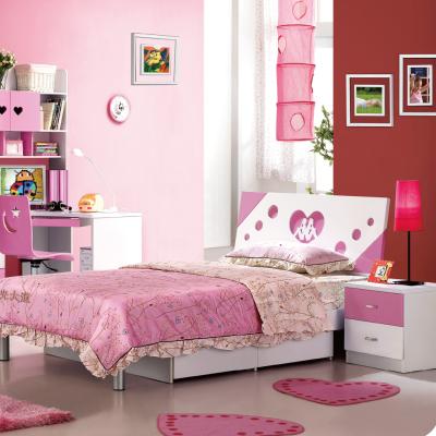 China Eco - Friendly Cheap Kids Bedroom Furniture Set Girls Princess Pink Children Bed for sale