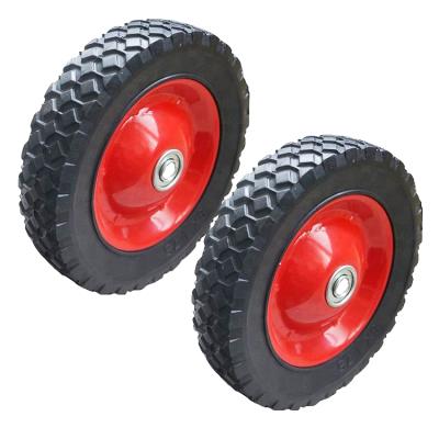 China High Quality Abrasive Resistance 5 6 7 8 9 10inch Steel Hub Heavy Loading Red Spray Resistant Rubber Wheel for sale