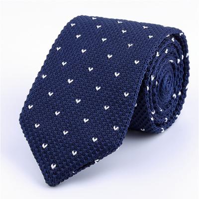 China 100% Polyester Navy Blue Embroidered Polyester Slim Tie Men's Slim Tie Corbata for sale