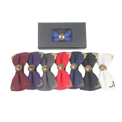 China 100% High Quality Handmade Simple Bow Ties Crysal Cotton Bow Tie Solid Color Man Fashion Bow Ties for sale