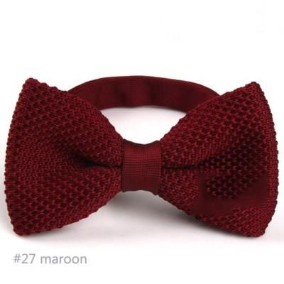 China 100% Polyester Knitted Bow Tie Mens Leisure Bilayer Bow Ties For Mens Wedding Party Burgundy Butterfly Brown Bow Tie for sale