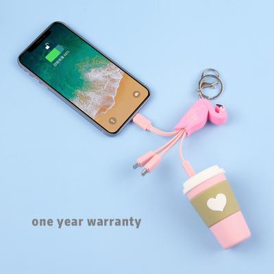 China Custom Fast Charging Animal Type USB 8pin USB 8pin Multi Function Charger Cable Summer Collection Micro Flamingo Cartoon Cable for sale