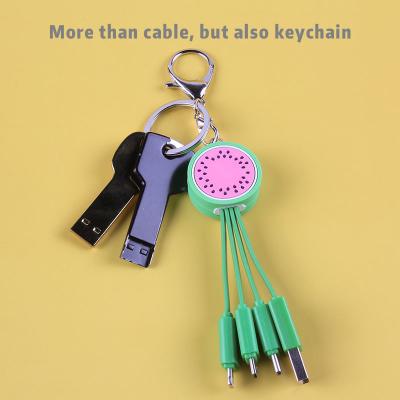 China Custom Cute USBc Charger Trend Charging Cable 4in1 3in1 Summer Collection Style Keychain Charger and Data Cable Cute Fast Charging Cable for sale