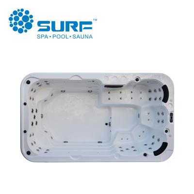 China Sunrans Swimming Pool Massage Hot Tub Large Free Zone Outdoor Double Endless Container Endless Swimming Pool Spa for sale