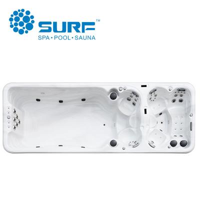 China Sunrans Garden Whirlpool Free Outdoor Swimspa 6 Meter Massage Spa Pool Double Zone Swimming Hot Tub Bath Spa for sale