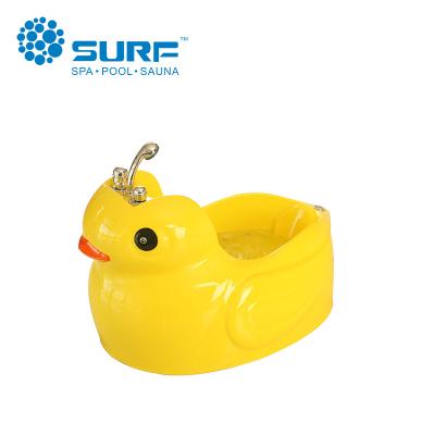 China New Design Freestanding Yellow Duck Adorable Baby Mini Spa With Whirlpool Bathtub Faucet for sale