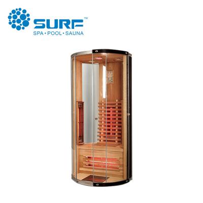 China Computer Control Panel Free Far Infrared High Quality Wood Dry Sauna Room Home Use One Person Glass Door Sauna Room for sale