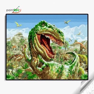 China Realistic Diy Dinosaur Hand Paint Gift Acrylic Paint Animal Paint By Number for sale