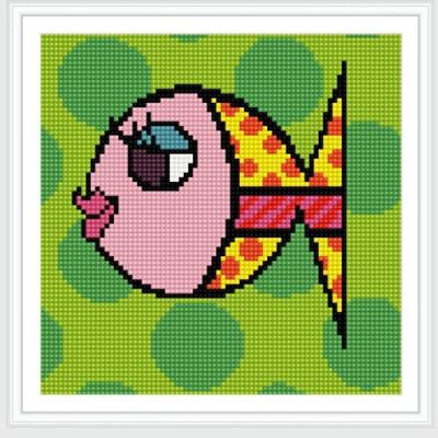 China BZ068 20x20cm square diamond fish design abstract diy cross stitch for home decor for sale