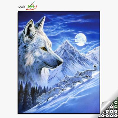 China GF1802 abstract wolf stretched canvas diamond painting for hoem decor for sale