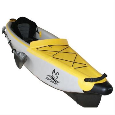 China High Quality Cheap Drop Stitch Fabric Seaswan 1 Person Canoe Fishing Inflatable Kayak On Hot Sale for sale