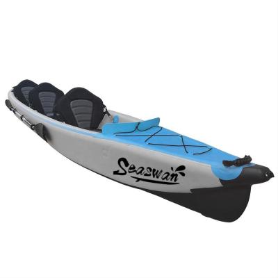 China High Quality Cheap Drop Stitch Fabric Seaswan 3 Person Canoe Fishing Inflatable Kayak On Hot Sale for sale