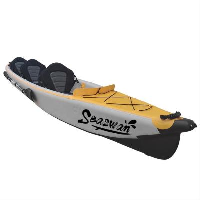 China Drop Stitch Fabric Outdoor Fishing Inflatable Custom Kayak With Standard Accessories for sale