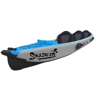 China Drop Stitch Fabric Best Quality Three Seats Inflatable Kayak Fishing For Outdoor for sale