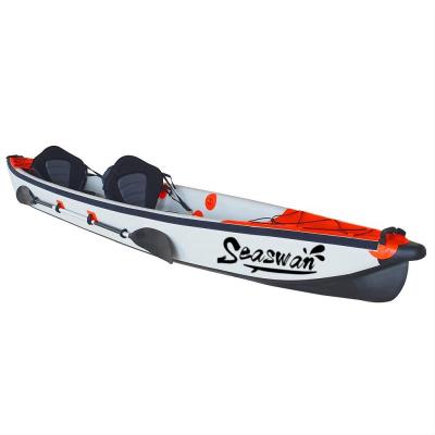 China High Quality Cheap Drop Stitch Fabric Seaswan 2 Person Canoe Fishing Inflatable Kayak On Hot Sale for sale