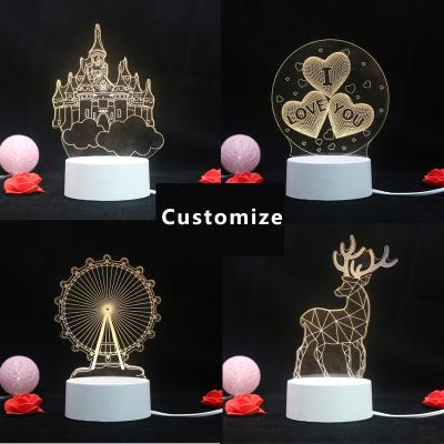 China Custom Creative Valentine's Day Promotion LED Night Light 3d Illusion Lamp 3d Lamp Acrylic Illusion Lamp for sale