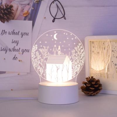 China Safety Customized Design Creative High Transparent Acrylic Board 3d Led Night Lamp for sale