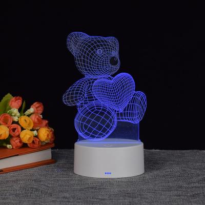 China Usb Customized Illusion Pattern Bear Lamp 3D,Table Lamp For Home Decoration LED Lamp Children Night Light for sale