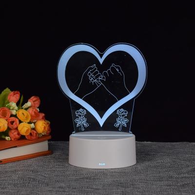 China Hotel Wedding Gift Battery Operated Acrylic Color Touch Switch Night Light Changing Optical Illusion Led 3D Table Lamp for sale