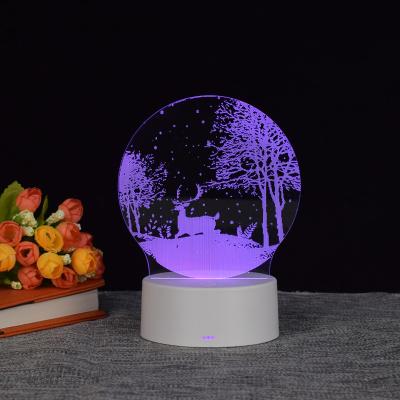 China Custom Hotel Illusion LED Night Light Colorful Remote Control 3D Engraved Acrylic Lamp for sale