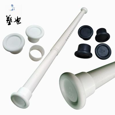 China Plastic Rubber Non-perforated Telescopic Rod Accessories Non-slip Socket Door Curtain Rod Bathroom Curtain Rod Accessories for sale